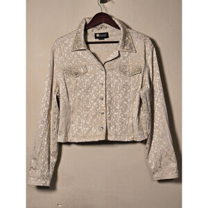 Women's Christine Alexander Beige Gold Embellished Jacket